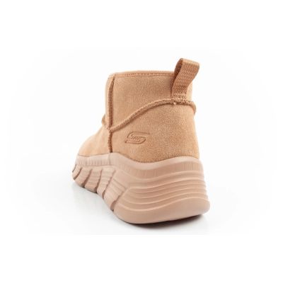 14. Skechers buty zimowe damskie botki za kostkę ocieplane skórzane brązowe