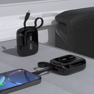 4. Powerbank Dudao K32 22,5W 10000 mAh z wbudowanym kablem USB-C/Lightning - czarny
