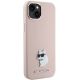 4. Etui Karl Lagerfeld Silicone Choupette Metal Pin na iPhone 15 Plus / 14 Plus - różowe