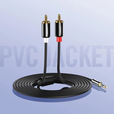 16. Kabel Ugreen AV116 10583 audio mini jack 3,5 mm (męski) / 2RCA (męski) 1.5m - czarny