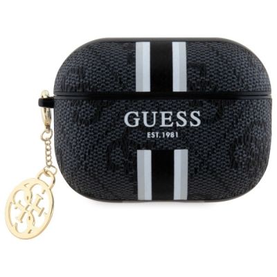 Guess GUAP2P4RPSK AirPods Pro 2           (2022/2023) cover czarny/black 4G Printed Stripes Charm