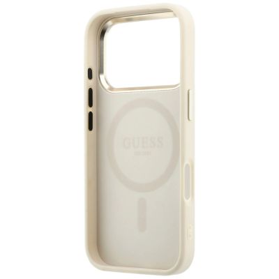 7. Etui Guess Saffiano Small 4G & Classic Logo MagSafe na iPhone 17 Pro Max / 18 Pro Max - beżowe