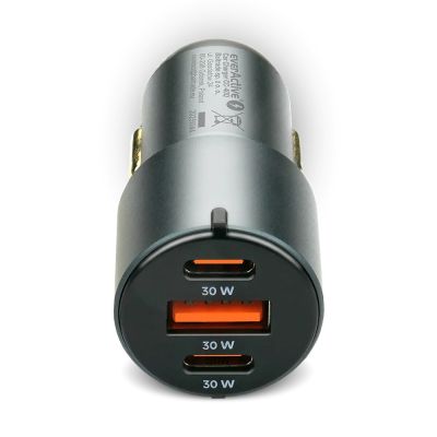 3. EVERACTIVE ŁADOWARKA SAMOCHODOWA 1 X USB QC3.0, 2X USB-C PD 60W CZARNA CC-40Q