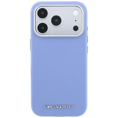 3. Etui Karl Lagerfeld Grained Elongated Logo MagSafe na iPhone 17 Pro / 18 Pro - niebieskie