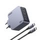 Ugreen Nexode Pro 160W GaN Charger with USB-C Cable Uniwersalne Czarny, Szary Prąd przemienny Szybkie ładowanie Wewnętrzna