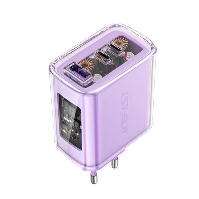 2. Acefast ładowarka GaN 65W 3 porty (1xUSB, 2xUSB C) fioletowa (A45)