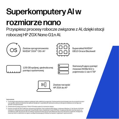 61. HP ZGX Nano G1n AI GB10 128 GB LPDDR5x-SDRAM 4 TB SSD Linux Mini PC Stanowisko AI Workstation, AI PC Czarny