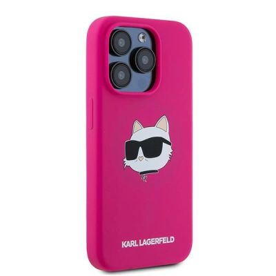 4. Etui Karl Lagerfeld Silicone Choupette Head MagSafe na iPhone 15 Pro - różowe