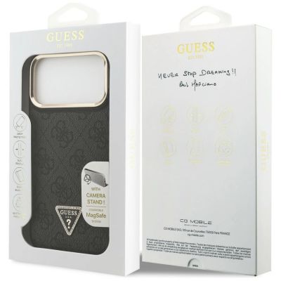 8. Etui Guess 4G PU Triangle Logo & Stand Camera Magsafe na iPhone 17 Pro Max - czarne