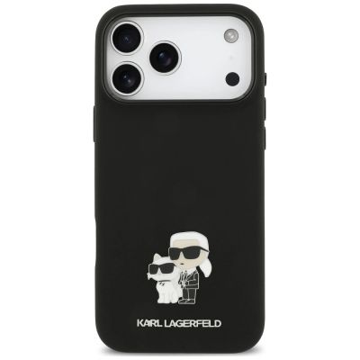 3. Etui Karl Lagerfeld Silicone Karl&Choupette Metal Pin iPhone 18 Pro Max / 17 Pro Max - czarne