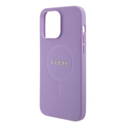 6. Etui Guess Saffiano MagSafe do iPhone 15 Pro - fioletowe