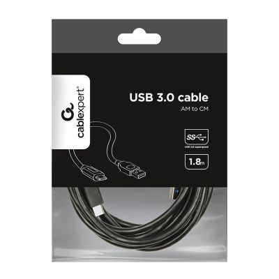 3. Kabel GEMBIRD CCP-USB3-AMCM-6 (USB 3.0 M - USB typu C M; 1,8m; kolor czarny)