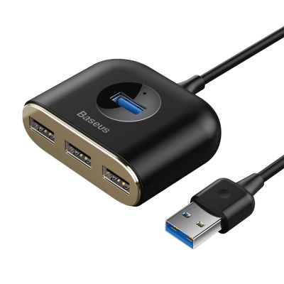 2. HUB Baseus Square USB-A do 1x USB-A 3.2 Gen 1 / 3x USB 2.0 z kablem 1m - czarny