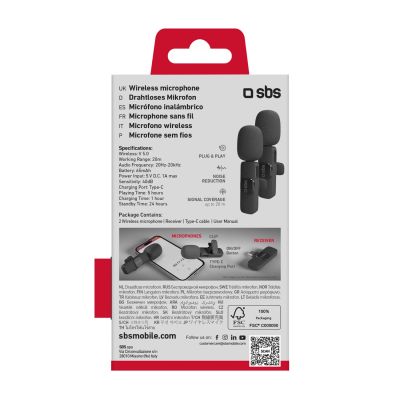 2. Mikrofony krawatowe SBS z odbiornikiem USB-C 2szt. - czarne