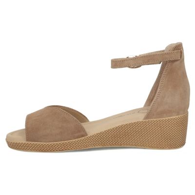 3. Skórzane sandały damskie na koturnie taupe Filippo DS7635