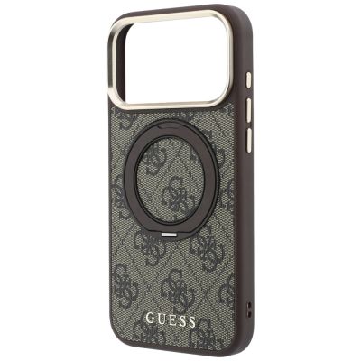 6. Etui Guess Ring Stand 360 4G Classic Logo MagSafe na iPhone 18 Pro / 17 Pro - brązowe