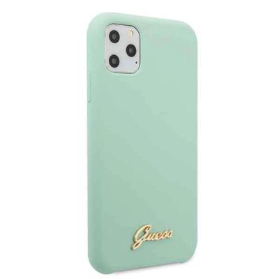 5. Guess GUHCN58LSLMGG iPhone 11 Pro zielony/green hard case Silicone Vintage Gold Logo