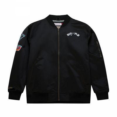 Kurtka Mitchell & Ness Lightweight Satin Bomber San Antonio Spurs M SJKT6599-SASYYPPPBLCK