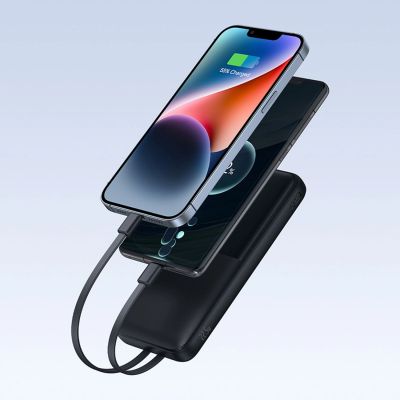 11. Powerbank Baseus Lipow 10000mAh 22.5W z podwójnym wbudowanym kablem z wyświetlaczem (z dodatkowym czarnym kablem Baseus Simple USB-A - USB-C 3A 0,2m) - czarny