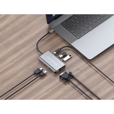 8. Conceptronic DONN21G stacja dokująca Przewodowa USB 3.2 Gen 1 (3.1 Gen 1) Type-C Szary