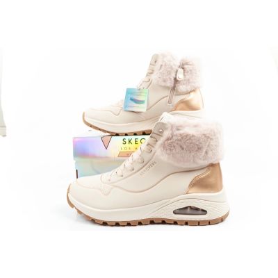 19. Skechers Uno Rugged buty sportowe damskie botki ocieplane zimowe beżowe
