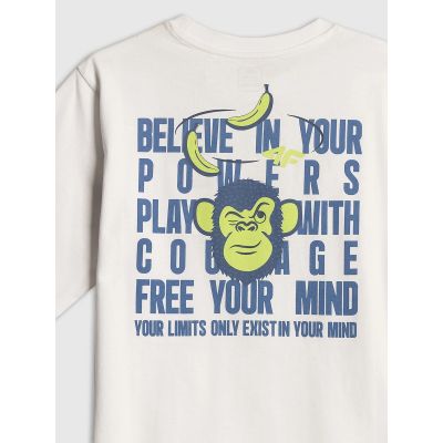 7. T-shirt loose z nadrukiem chłopięcy 4F 4FJRSS26TTSHM4276-10S