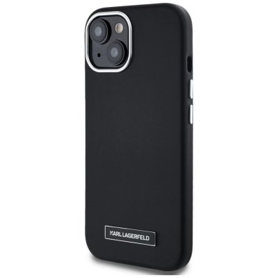 2. Etui Karl Lagerfeld FW Metal Plate MagSafe na iPhone 15 - czarne