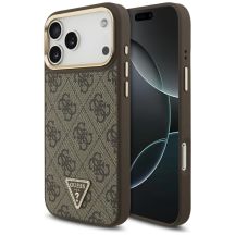 Etui Guess 4G Triangle Logo MagSafe na iPhone 17 Pro Max - brązowo-złote