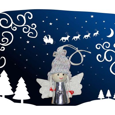 6. ZAWIESZKA ANIOŁEK ŚWIĄTECZNY SREBRNY 7CM