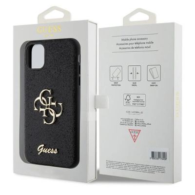 8. Etui Guess Glitter Script Big 4G na iPhone 11 / Xr - czarne