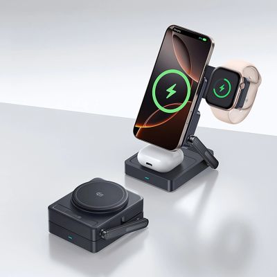 12. Ładowarka bezprzewodowa Baseus PicoGo AF21 3w1 Qi2.2 35W z zasilaczem EU 45W i kablem USB-C 1m - czarna