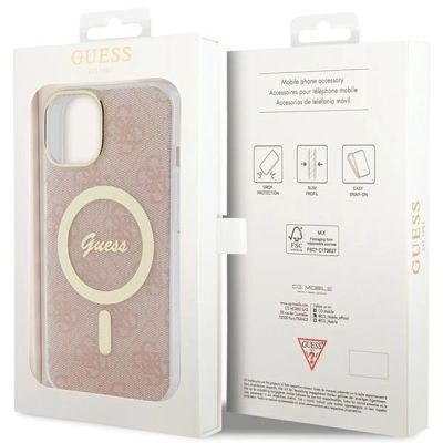 8. Etui Guess IML 4G MagSafe na iPhone 15 / 14 / 13 - różowe