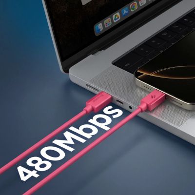 6. Kabel Spigen Essential EB6015CC USB-C 60W 100 cm - różowy