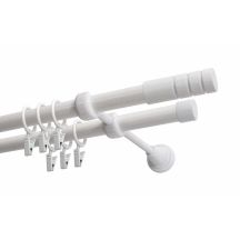 KARNISZ PODWÓJNY FI 19 MM BIAŁY 200 CM TECHNO Z KÓŁKAMI KOWALSKI