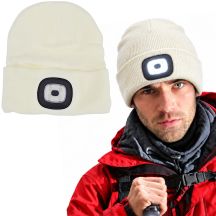 CZAPKA Z LATARKĄ CZOŁOWĄ 4 LED 120 LM 3 TRYBY TURYSTYCZNA BIAŁA