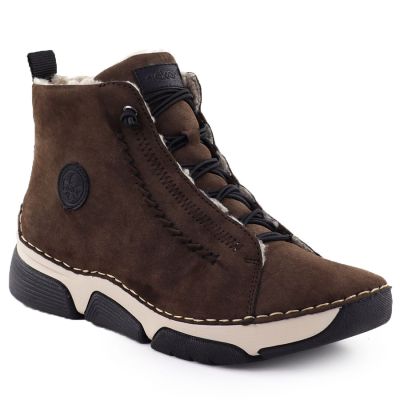 Botki damskie zamszowe brązowe Rieker 45912-25