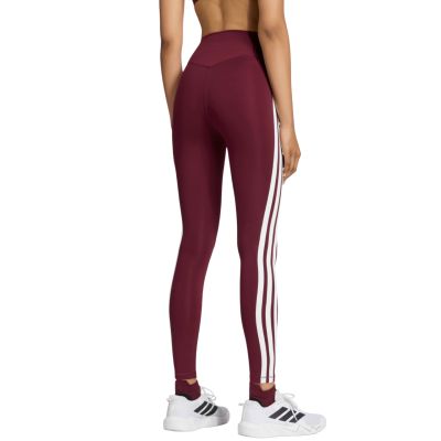 3. Legginsy damskie adidas Optime Essentials Workout 3-Stripes 7/8 bordowe KT3772