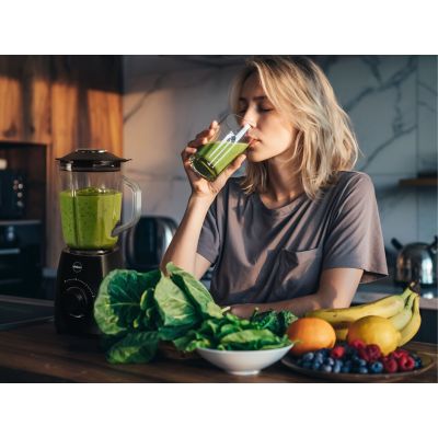 13. ELDOM BLENDER KIELICHOWY BK6 NOXAR 100W CZARNY 22000 OBR/NIN KIELICH 1,8 L ZE SZKŁA HARTOWANEGO DWA POZIOMY RĘDKOŚCI + PULSE