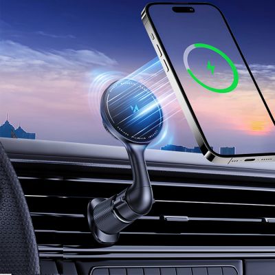3. Uchwyt samochodowy Wozinsky WCT5-6S4Y z ładowarką indukcyjną Qi/MagSafe 15W na kratkę nawiewu  - czarny