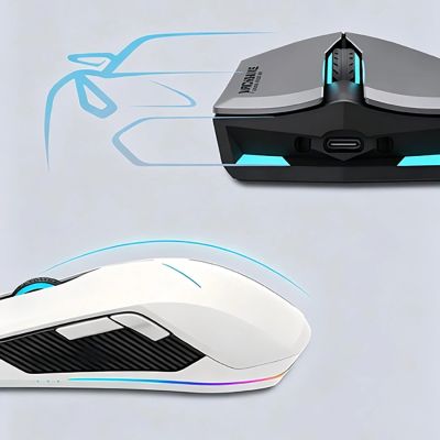 8. Mysz gamingowa Machenike M721 bezprzewodowa 10000 DPI z podświetleniem RGB - biała