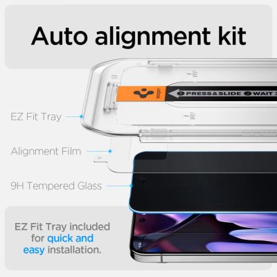 7. Szkło prywatyzujące Spigen Glas.TR "Ez Fit" Privacy HD 2-pack na Google Pixel 9 / 9 Pro