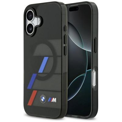 Etui BMW M IML Metal Buttons Tricolor Lines MagSafe na iPhone 17 - czarne