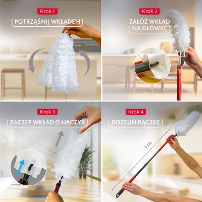 8. Miotełka do kurzu Vileda z długą rączką + 1 wkład Flex&Catch
