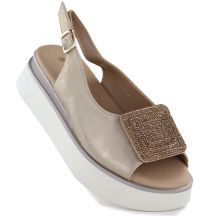 Sandały damskie na grubej platformie złote Potocki SZ12590