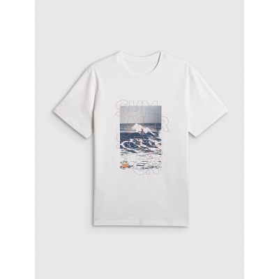 5. T-shirt regular z nadrukiem męski 4F 4FWSS26TTSHM2783-10S