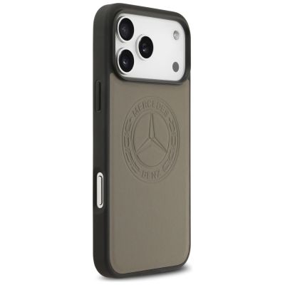 4. Etui Mercedes Leather Vintage Logo MagSafe na iPhone 17 Pro Max - beżowe