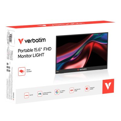 6. Verbatim Portable 15.6" FHD Monitor LIGHT Przenośny monitor Czarny 39,6 cm (15.6") LCD 1920 x 1080 px