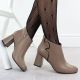5. Skórzane eleganckie botki na słupku beżowe Jezzi OLI21-2