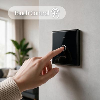 3. QOLTEC WŁĄCZNIK/WYŁĄCZNIK ŚWIATŁA | DOTYKOWY 1-KANAŁOWY | WI-FI | TIMER | TUYA | CZARNY