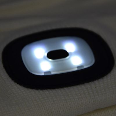 5. CZAPKA Z LATARKĄ CZOŁOWĄ 4 LED 120 LM 3 TRYBY TURYSTYCZNA BIAŁA